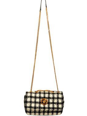 Versace Women's Tweed Wool Gold Medusa Quilted Handbag Shoulder Bag